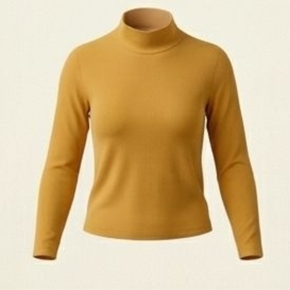 Wilfred Ribbed Turtleneck Long Sleeve Top – Mustard Yellow